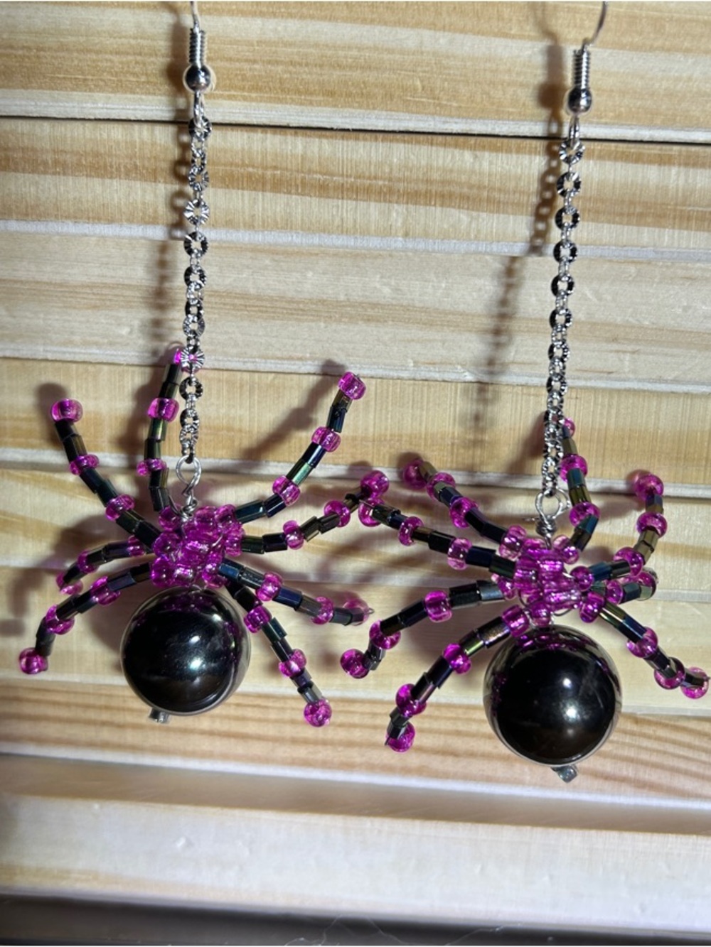 Beaded Spider Dangle Earrings